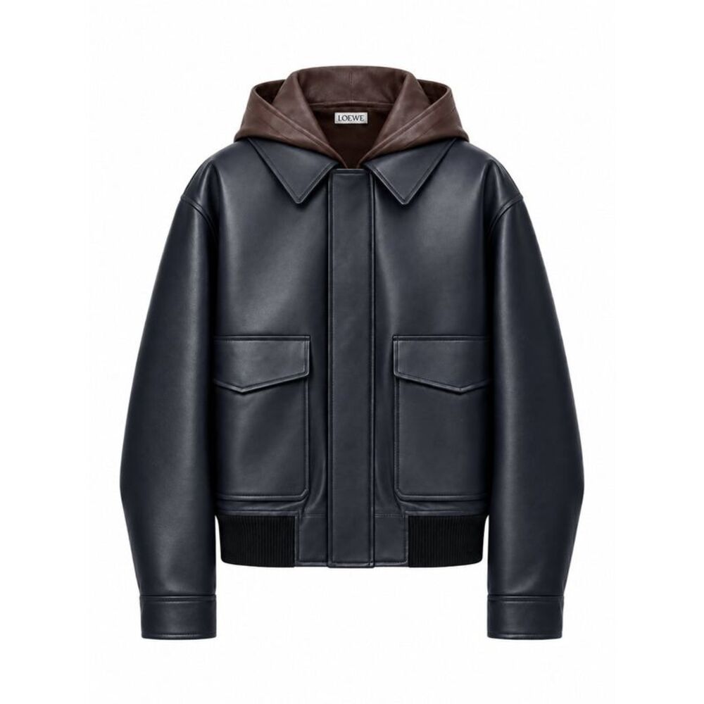 Loewe Men Lambskin Nappa Jacket With A Contrasting Hood